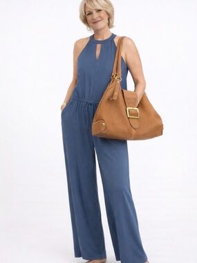 Maxx New York Sleeveless Keyhole Jumpsuit in Slate Blue